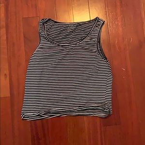 Girls short sleeve black and white striped tank